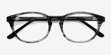 Gray Striped Little Things -  Fashion Acetate Eyeglasses