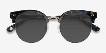 Blue Floral Silicate -  Vintage Metal Sunglasses