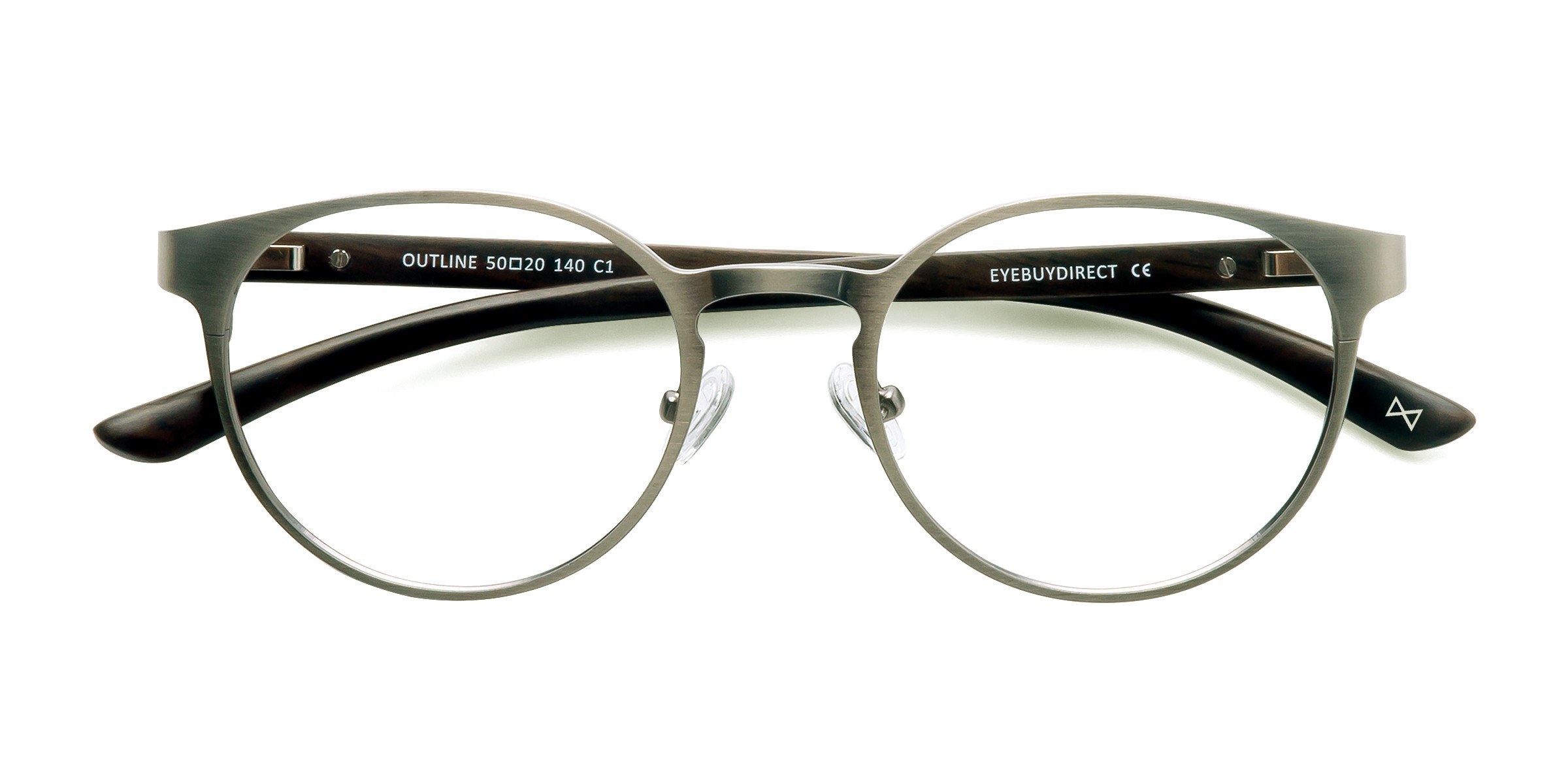 Matte Silver/Wood Outline - Wood-texture Eyeglasses