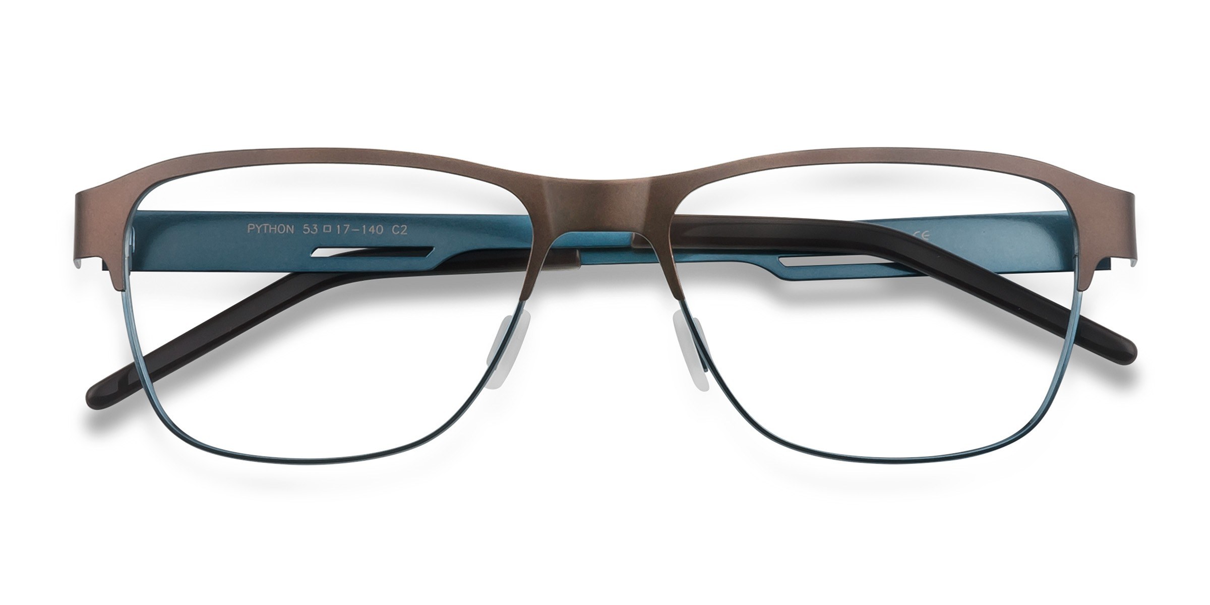 Matte Brown Python - Metal Eyeglasses