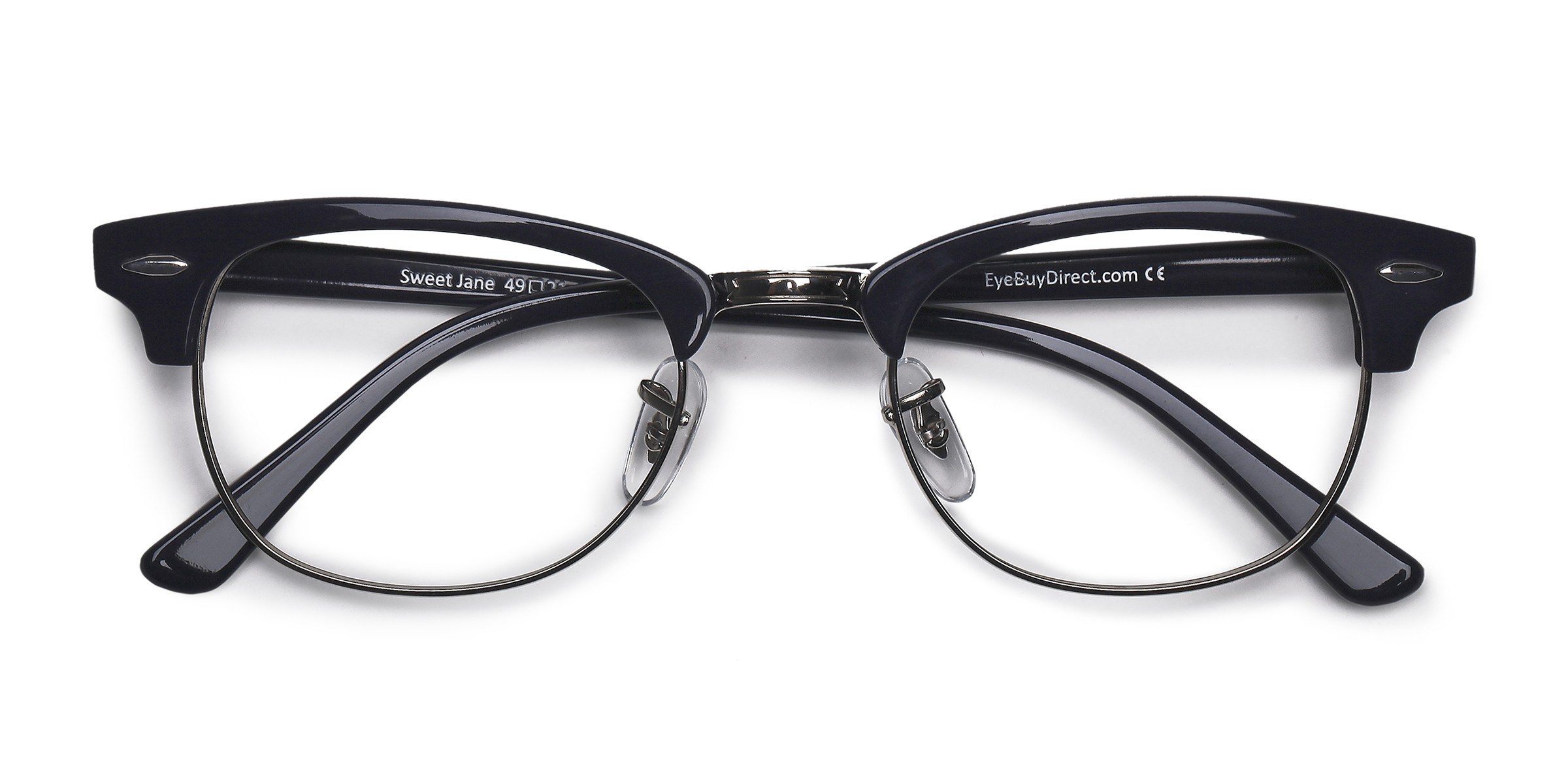 Navy Silver Sweet Jane - Metal Eyeglasses