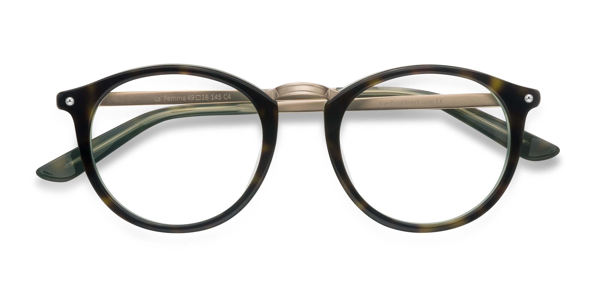 Tortoise Green La Femme -  Metal Eyeglasses