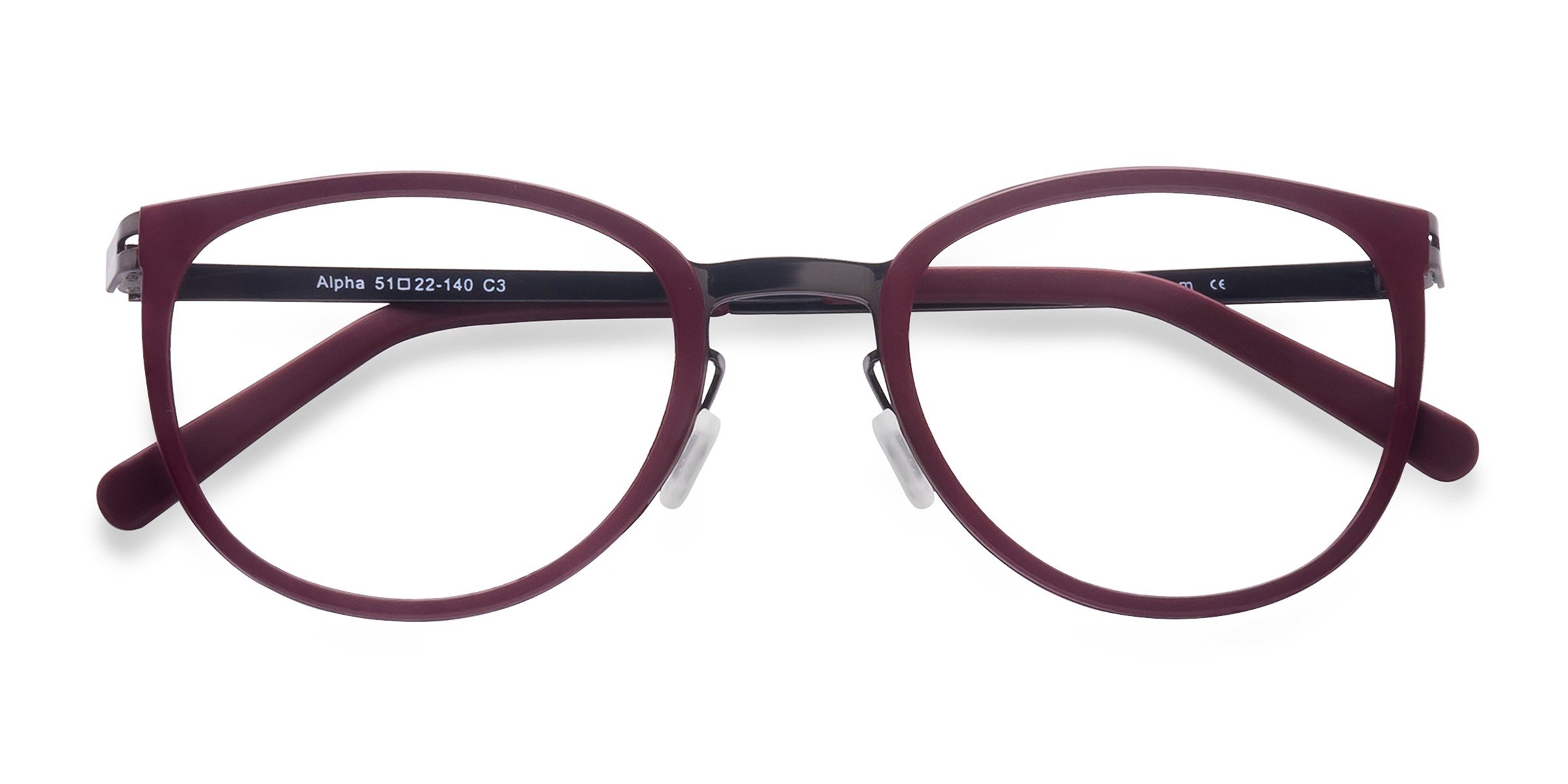 Burgundy Alpha - Metal Eyeglasses