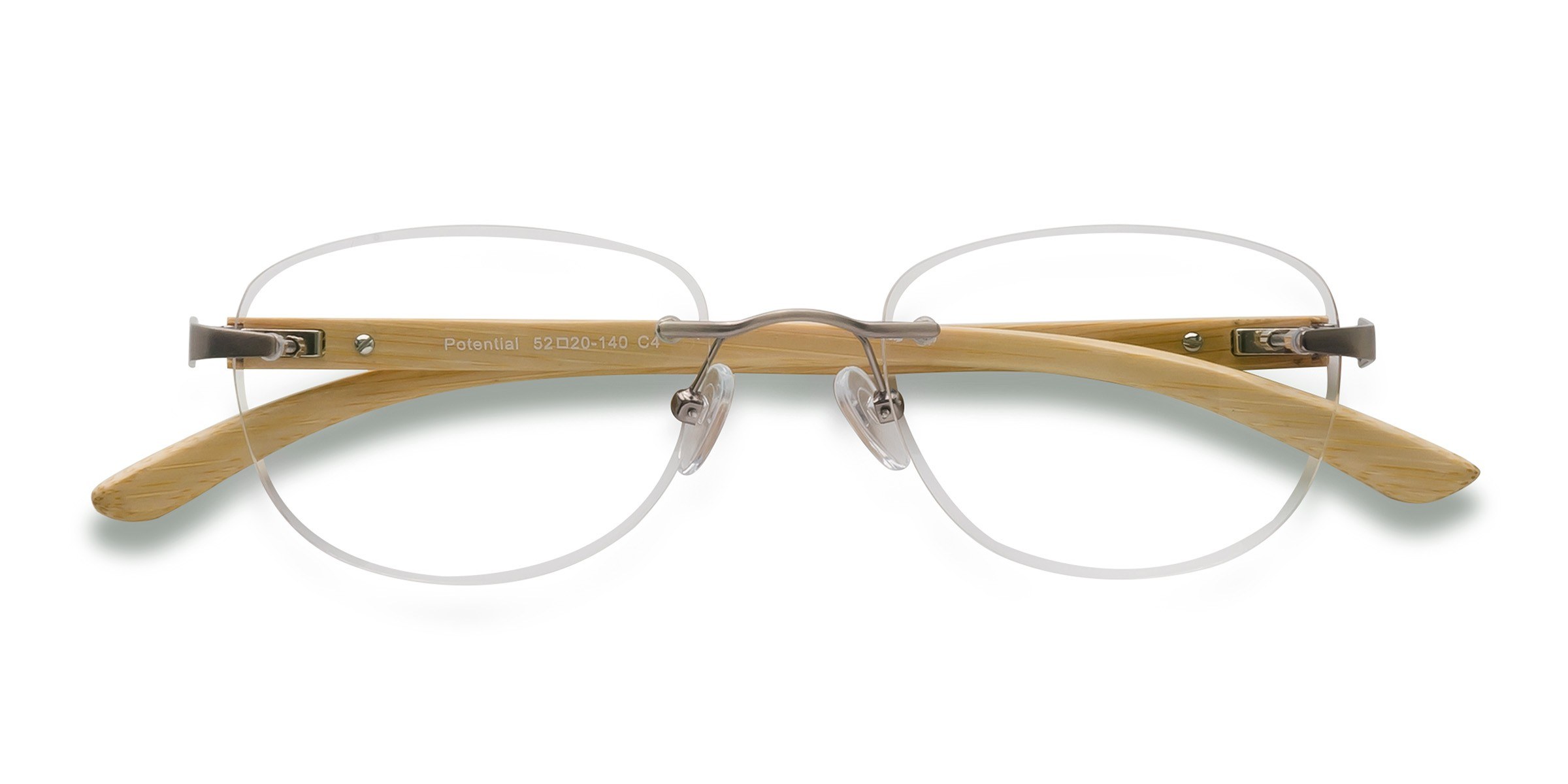 Silver Yellow Potential - Wood-texture Lunettes de vue