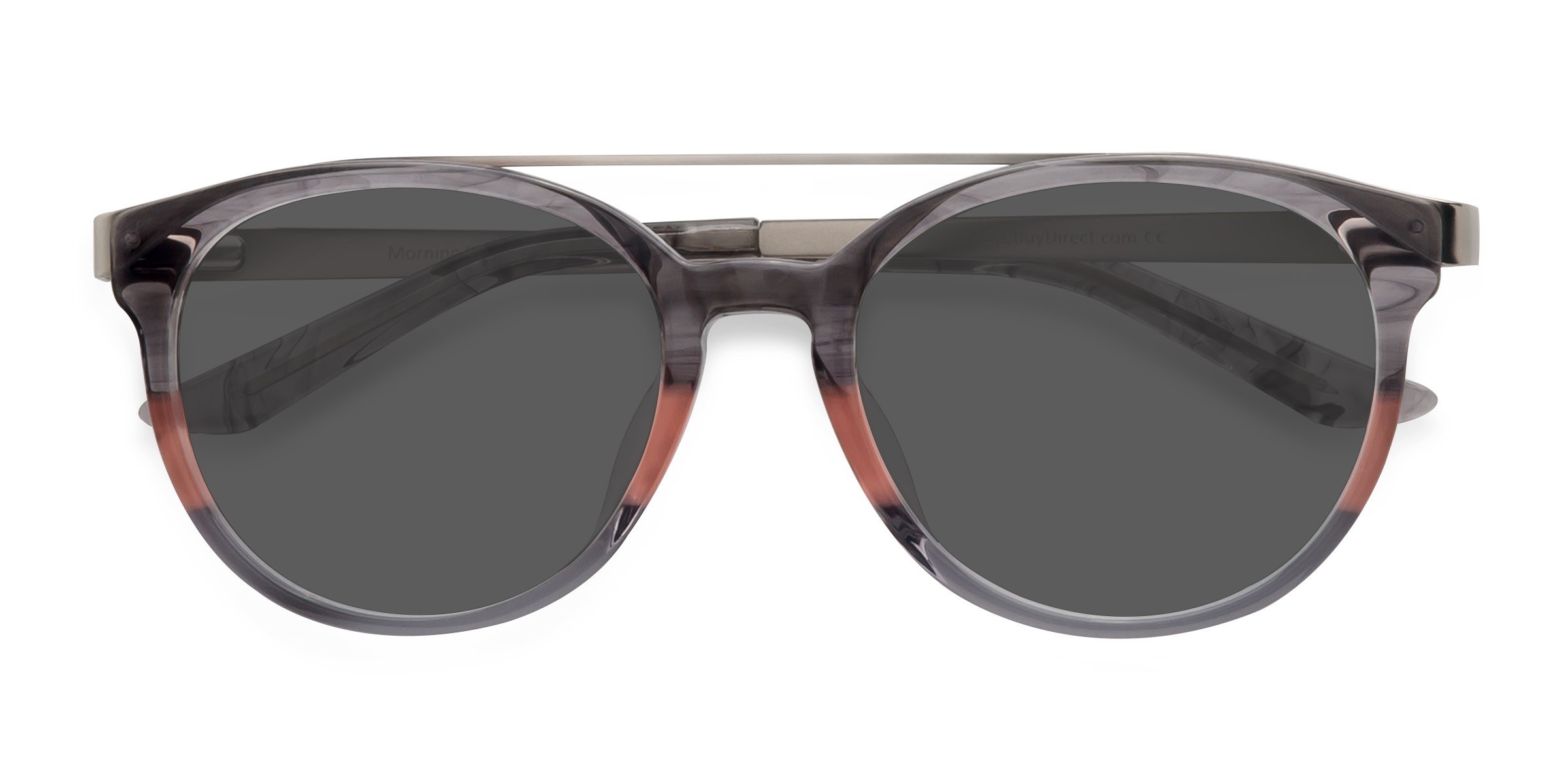 Gray Pink Morning Breeze - Acetate-metal Sunglasses