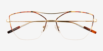 Tortoise Shiny Gold Aida -  Metal Eyeglasses