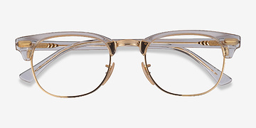 Gold Transparent Ray-Ban Clubmaster Change -  Acetate, Metal Eyeglasses
