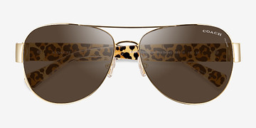 Gold Ivory Wild Beast Coach HC7059 L138 -  Metal Sunglasses