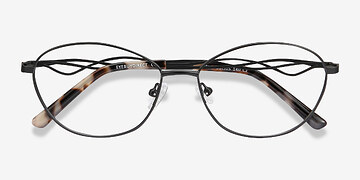 Black Helix -  Vintage Metal Eyeglasses