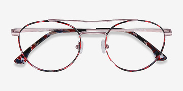 Red Tortoise Earhart -  Vintage Metal Eyeglasses