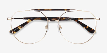 Golden Tortoise Coxon -  Vintage Metal Eyeglasses