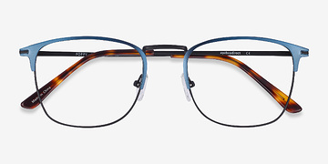 Navy Black Poppy -  Metal Eyeglasses