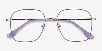 Purple & Gold Arty -  Vintage Metal Eyeglasses