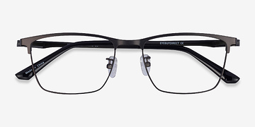Matte Gunmetal Clear Gray Joker -  Metal Eyeglasses