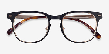 Matte Black Gold Fleming -  Metal Eyeglasses