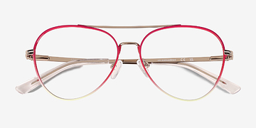 Gradient Red Sparkle -  Metal Eyeglasses