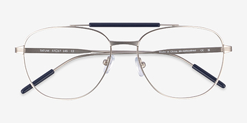 Navy Matte Silver Tatum -  Metal Eyeglasses