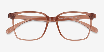 Clear Brown Blocks -  Lightweight Plastic Eyeglasses