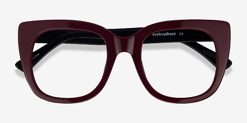 Burgundy & Black Unique -  Fashion Acetate Eyeglasses