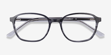 Black Striped Efficient -  Classic Acetate Eyeglasses