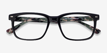 Solid Black Green Montage -  Acetate Eyeglasses