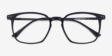 Matte Black Ghostwriter -  Lightweight Plastic, Metal Eyeglasses