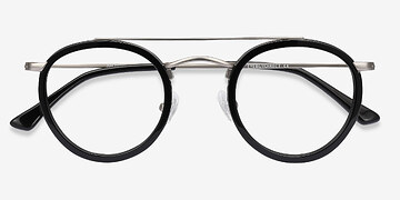 Black Silver Architect -  Vintage Acetate, Metal Eyeglasses