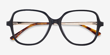 Black Corey -  Vintage Acetate, Metal Eyeglasses