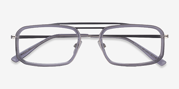Clear Gray  Silver Watson -  Metal Eyeglasses