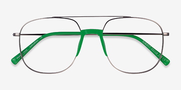Gunmetal & Green Subject -  Acetate, Metal Eyeglasses