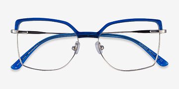 Blue & Silver Further -  Acetate, Metal Eyeglasses