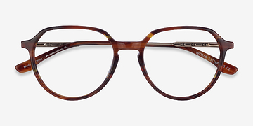 Brown Striped Light Gold World -  Metal Eyeglasses