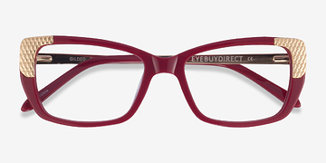 Burgundy Gold Gilded -  Metal Eyeglasses