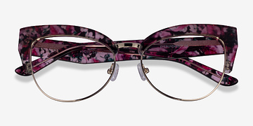 Red Floral Gold Freesia -  Metal Eyeglasses