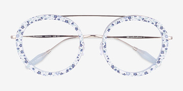 Blue Floral Plumeria -  Metal Eyeglasses