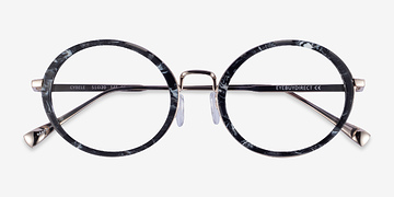 Gray Floral Gold Cybele -  Metal Eyeglasses