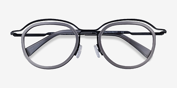 Gray Black Facet -  Metal Eyeglasses