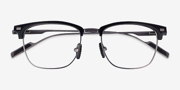 Black Gunmetal Charge -  Acetate, Metal Eyeglasses