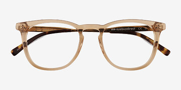 Clear Light Brown Vinyl -  Metal Eyeglasses