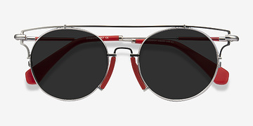Silver Red Blockpop -  Metal Sunglasses