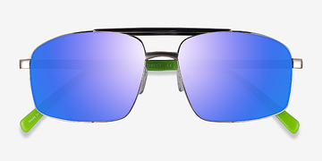 Silver Green Punt -  Metal Sunglasses