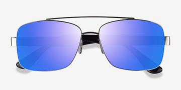 Silver Black Center -  Metal Sunglasses