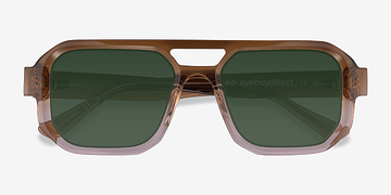 Gradient Brown Crystal Modernist -  Acetate Sunglasses