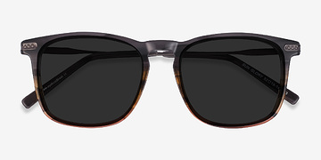 Gray Striped Sun Glory -  Acetate, Metal Sunglasses