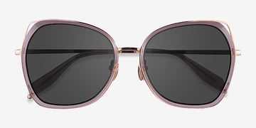 Clear Pink  Rose Gold Honesty -  Metal Sunglasses
