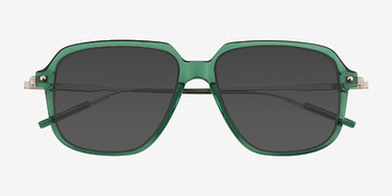 Clear Green Stitch -  Metal Sunglasses