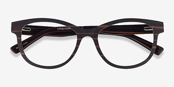 Striped Dark Wood Botany -  Mixed Wood Eyeglasses