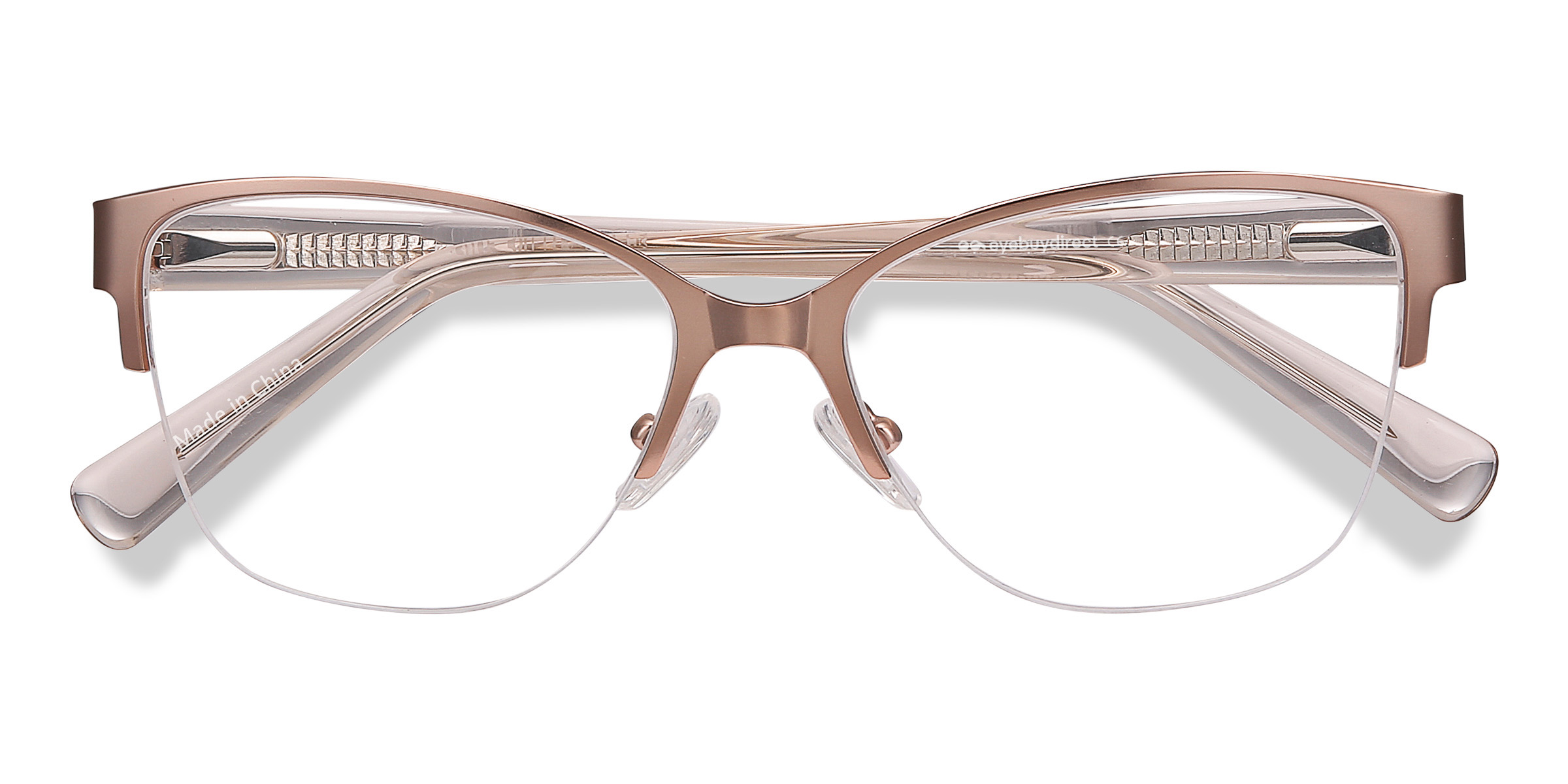 Rose Gold Feline - Acetate-metal Eyeglasses