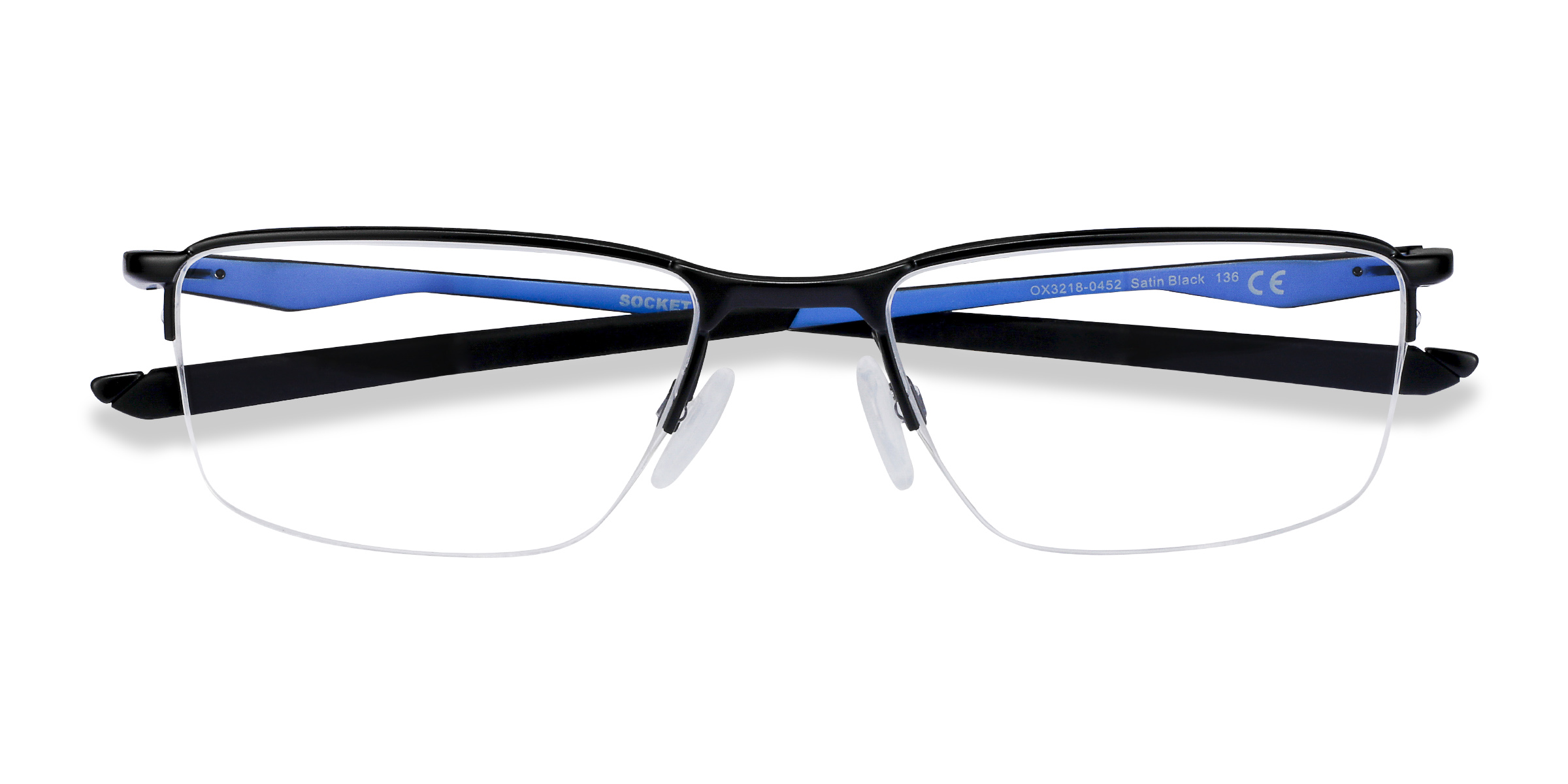 Satin Black & Blue Oakley Socket 5.5 - Metal Eyeglasses