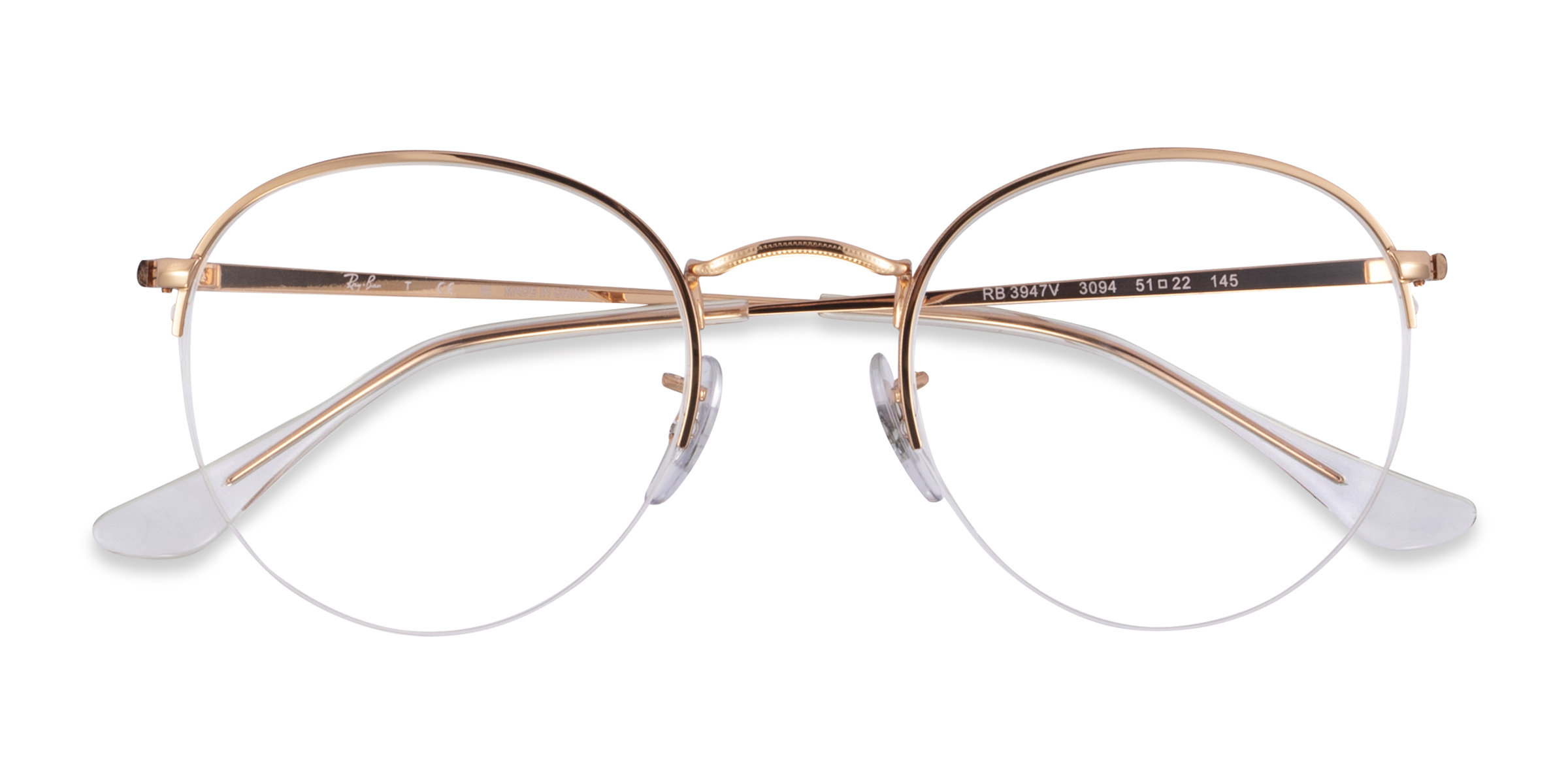 Rose Gold Ray-Ban RB3947V Round Gaze - Metal Eyeglasses